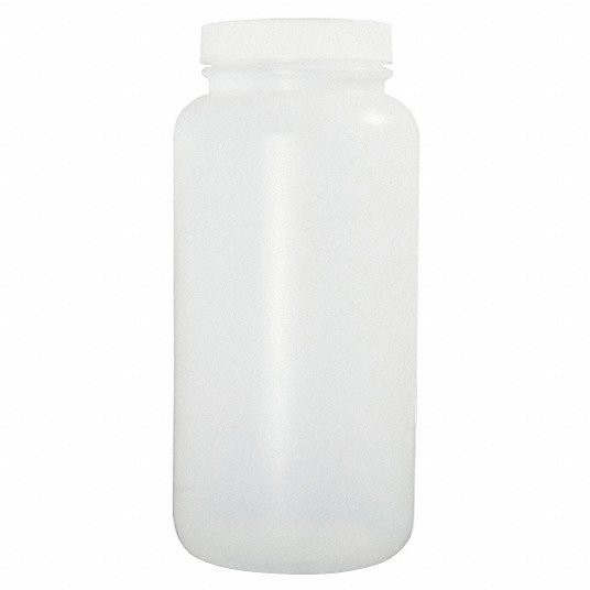 Frasco: HDPE, 60 mL, 2 fl oz, tampa incluída, tamanho da tampa de 33-400 mm (mm - rosca), diâmetro d