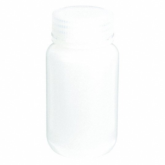 Frasco: HDPE, 125 mL, 4 fl oz, tampa incluída, 38-415 mm Tamanho da tampa (mm - rosca), 50 mm Diâmet