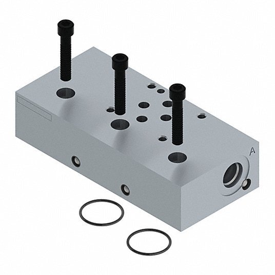 Manifold de válvula MONARCH: pressão máxima de 3.000 psi, tamanho D03 NFPA, alumínio, 1,219 pol. alt