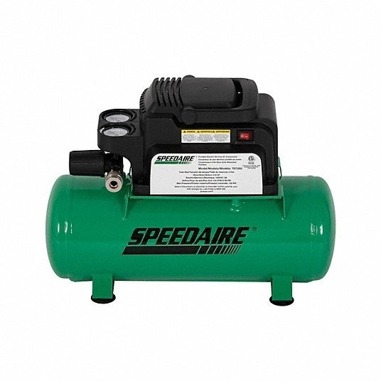 Compressor de ar SPEEDAIRE: sem óleo, 2 gal, Hot Dog, 0,33 hp, 0,6 cfm a 90 psi, 120 VCA, 3 A