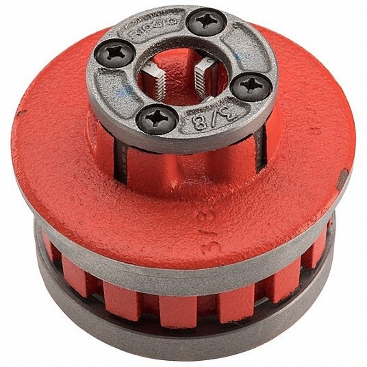 Cabeçote de rosca manual RIDGID: 12R, para tubo de 3/8 pol., NPT, aço rápido, mão direita