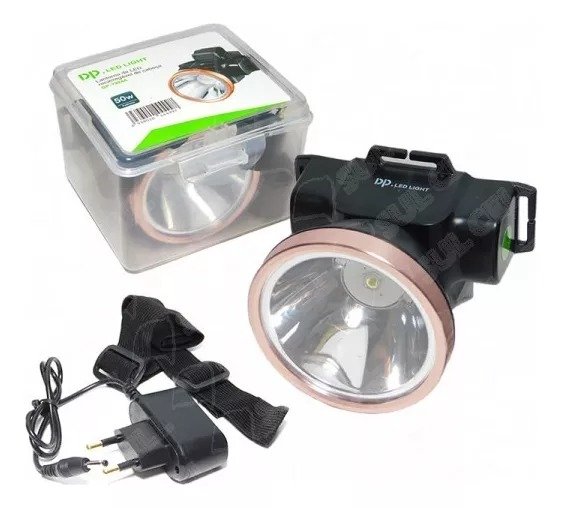 Lanterna Cabeca Led Recarregavel Potente 3w Dp Cor da lanterna Preto Cor da luz Branco