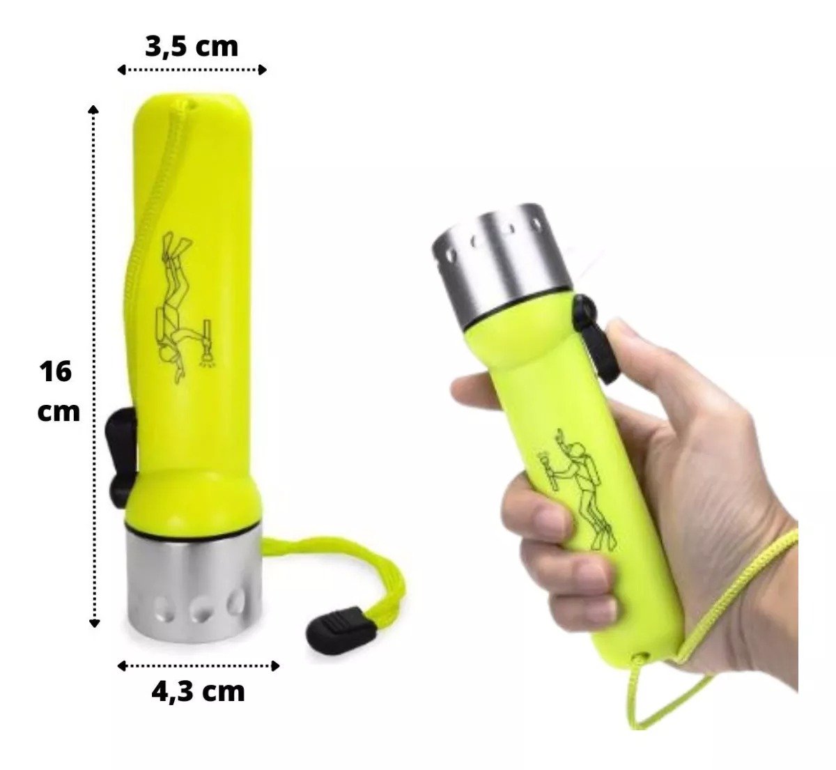 Lanterna A Prova D'água Para Mergulho Pesca Led Profissional Cor Da Lanterna Amarelo Cor Da Luz